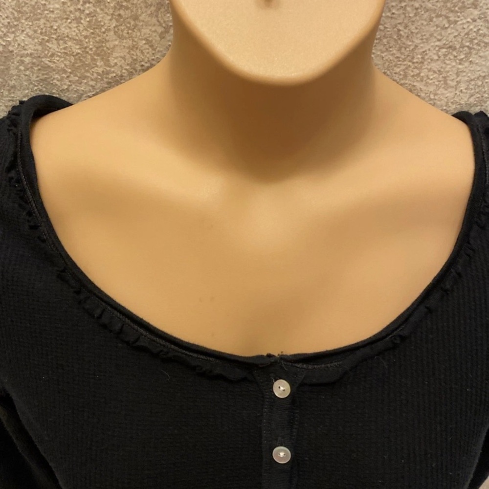 Xhilaration Black Button-Front Long Sleeve Top - Picture 3 of 13